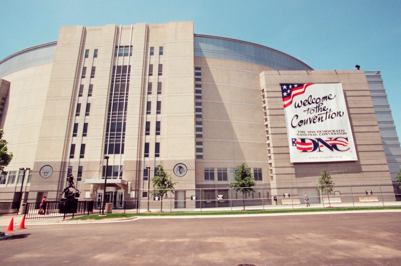 Preparations at the United Center for the 1996 Democratic National Convention